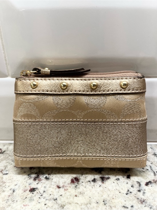 Coach Accessories - Coach Signature Striped Studded Mini Skinny Zippered Card Case with Key Fob NWOT